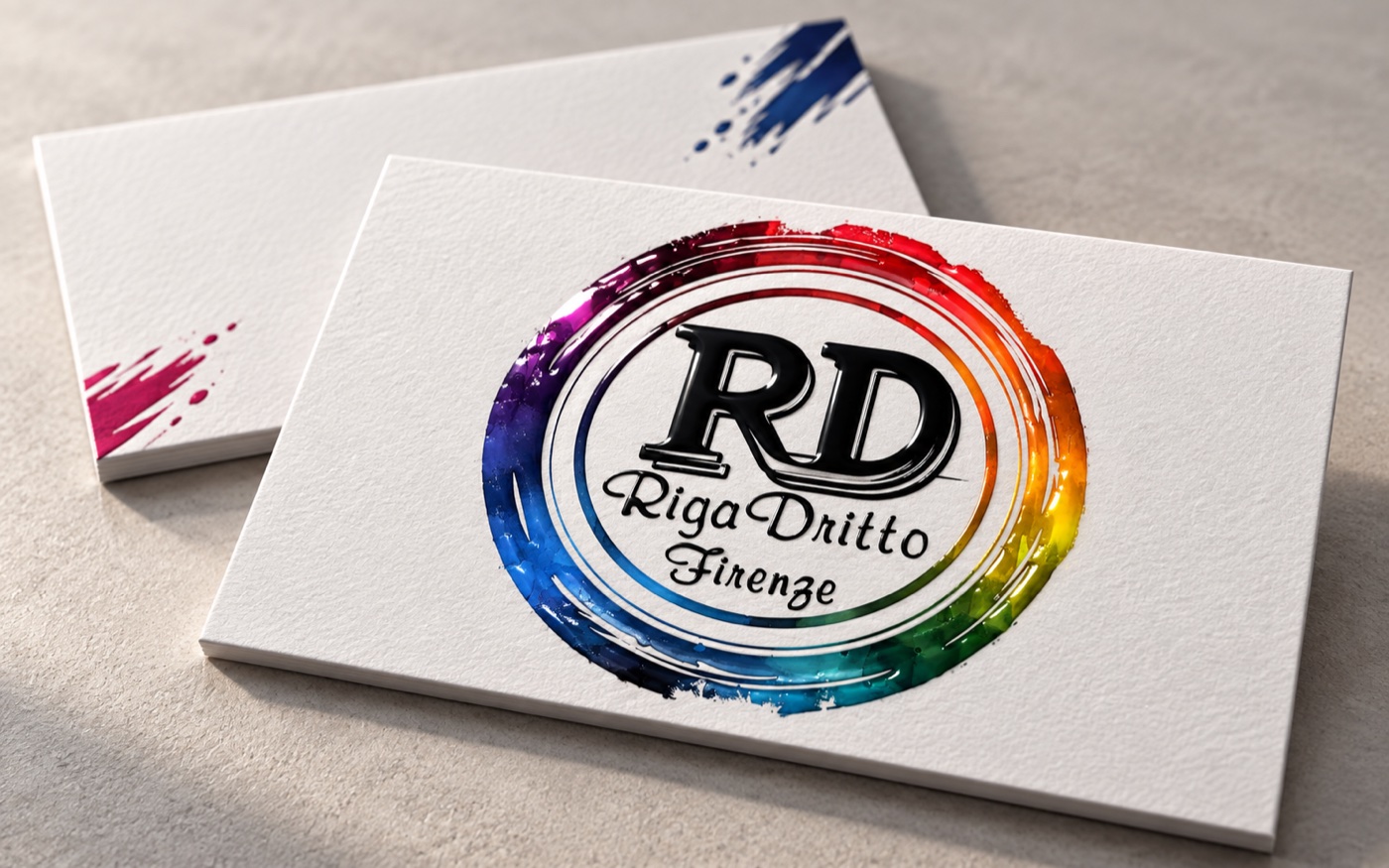 Biglietto da visita Riga Dritto con logo in stampa UV lucida a rilievo