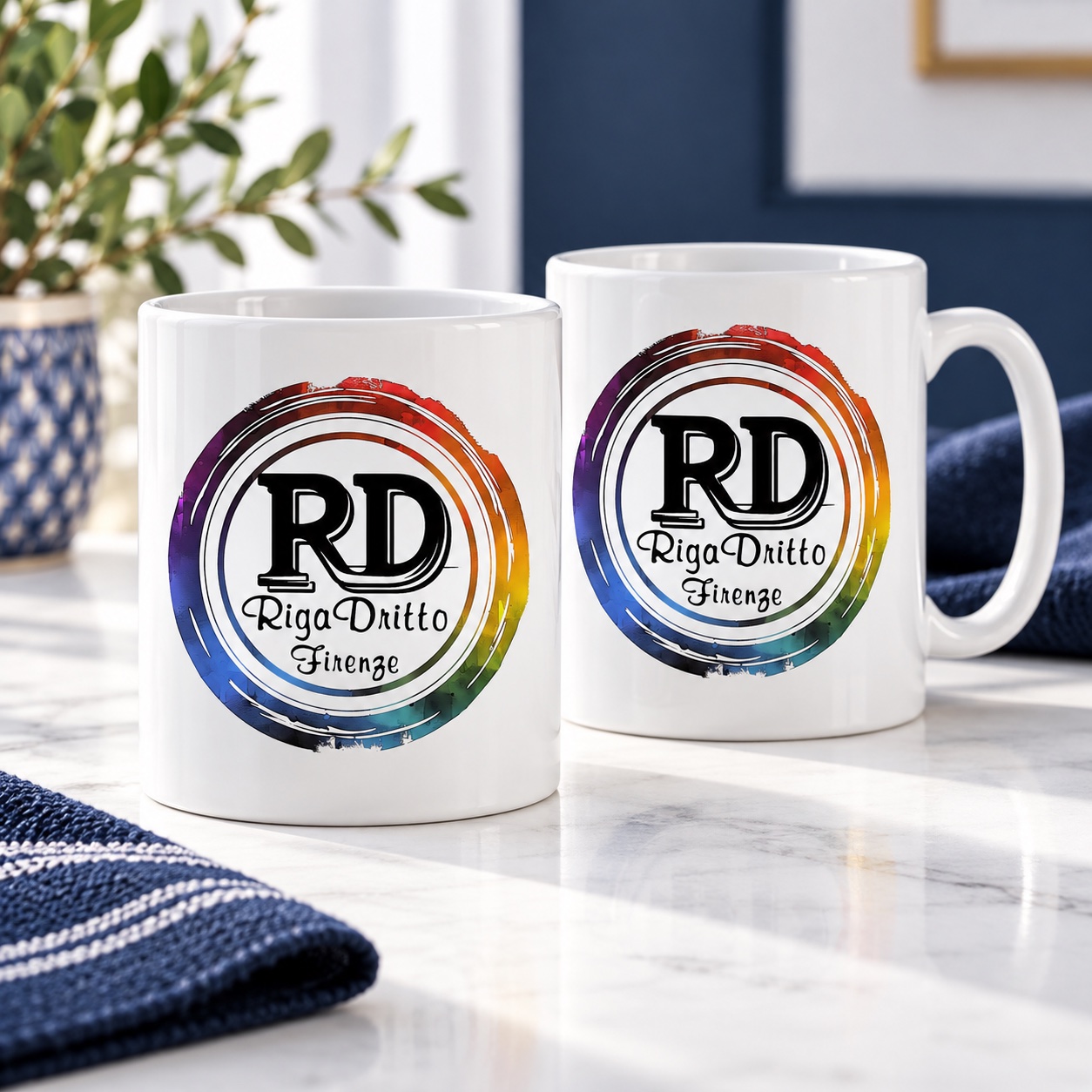 Tazze personalizzate con il logo Riga Dritto